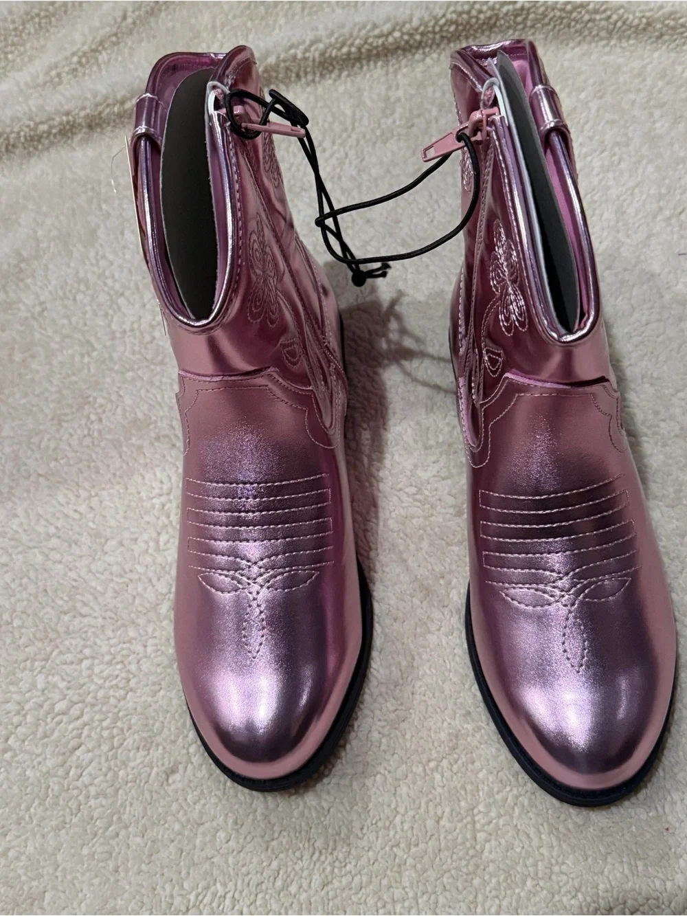 Thereabouts Metallic Pink Embroidered Girls' Western Boots Size 3